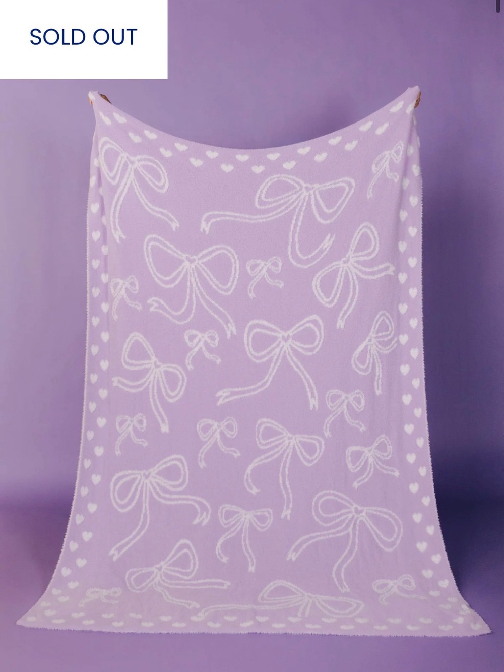 NEW Staykation Krista Horton Purple Lavender Bow Blanket 60x80